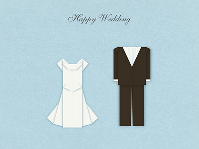 Origami Wedding card dress folding paper origami wedding wedding card