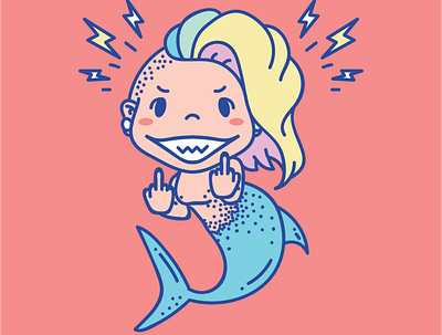 Provocative Mermaid Vector Illustration character design graphic design illustration mermaid provocative shark vector