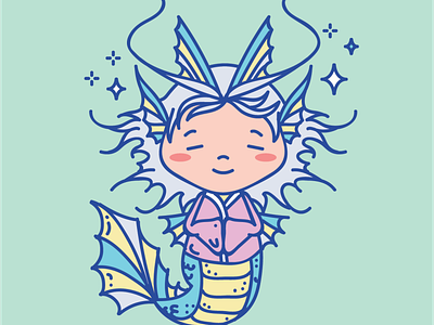 Dragon Mermaid Vector Illustration