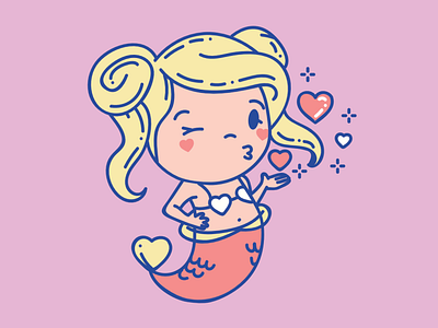 Romantic Mermaid Vector Illustration