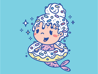 Donut Mermaid Vector Illustration character design donut food graphic design illustration mermaid sweet mermaid vector