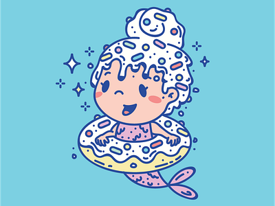 Donut Mermaid Vector Illustration