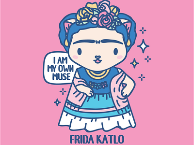 Frida Katlo Vector Illustration animal pun artist animal artist pun artsy animal character design frida kahlo frida kahlo cat frida kahlo pun frida katlo graphic design illustration punny artist animal vector