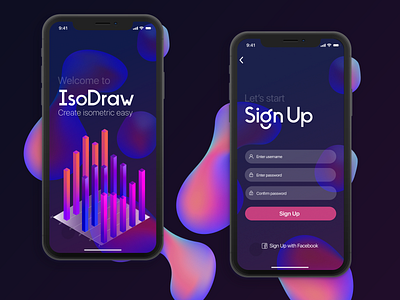 Sign Up Screen 2019 trend 3d applicaton apps concept ios mobile mobile app design ui vector