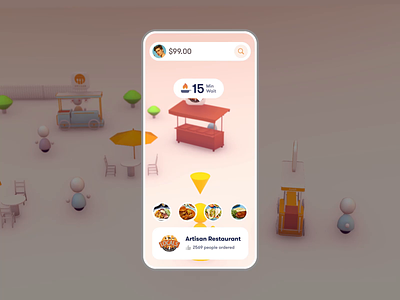 Street Food Market App - 3D Concept 3d animation app design layout market motion graphics product street food uxui