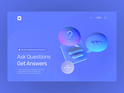 QA Product Landing Page - 3D Exploration 3d animation answer concept design layout qa questions ui uxui visual
