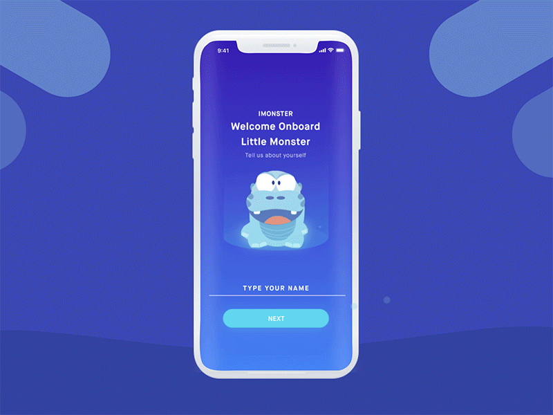 Onboarding Flow concept design health care monster tracking ui weight