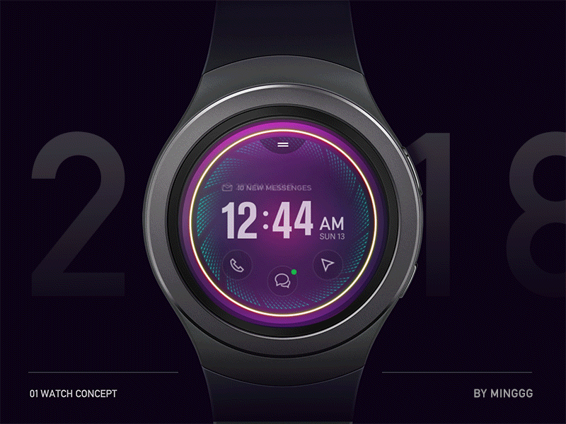 Watch UI 3d design element interface motion notification os swipe ui visual watch weather