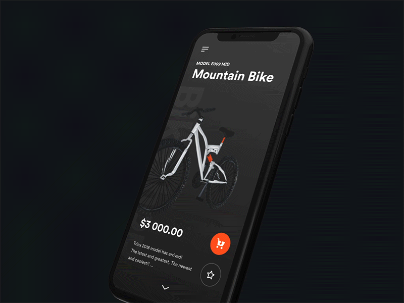 3D Product View - Bike shop app 3d bike concept design layout ui visual