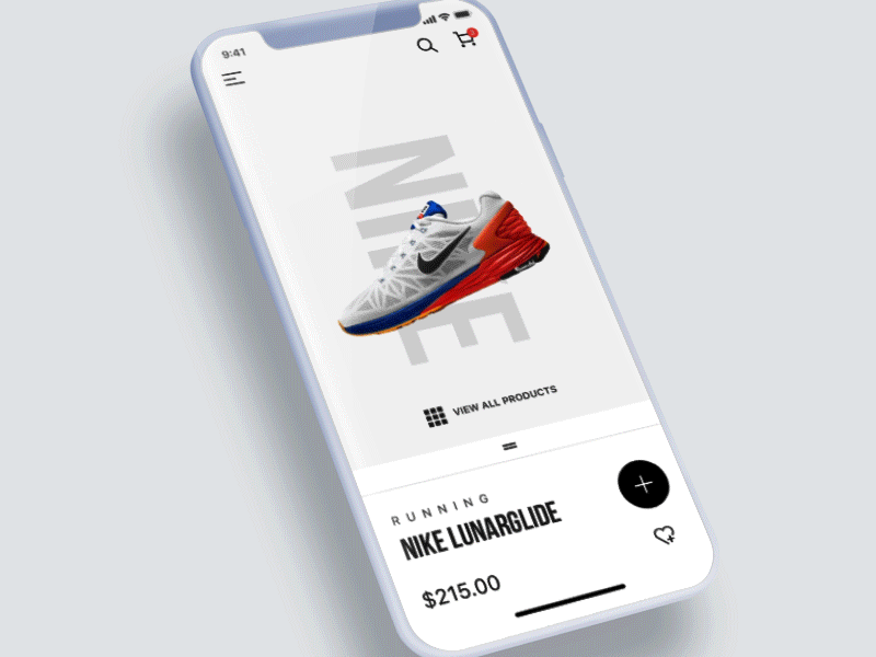 Nike Store App 3d app concept design layout shoes store transitions ui