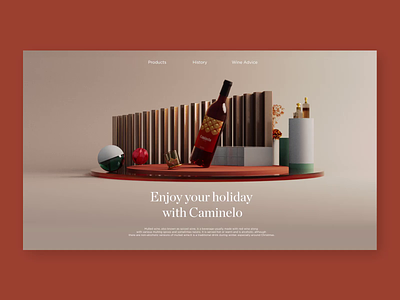 Caminelo Website - Wine 3D Concept 3d animation concept design layout site ui website wine wine bottle winery