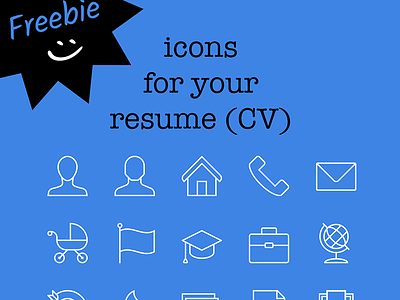 Freebie! 15 icons for your resume (CV) career freebie icons iconset job symbols work