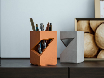 SQUARE CONCRETE PEN HOLDER FROM JUE1DESIGN