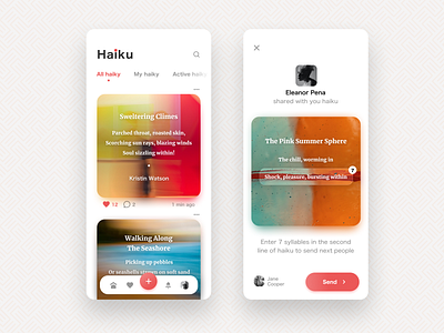 Haiku poem app app design mobile poem ui ux