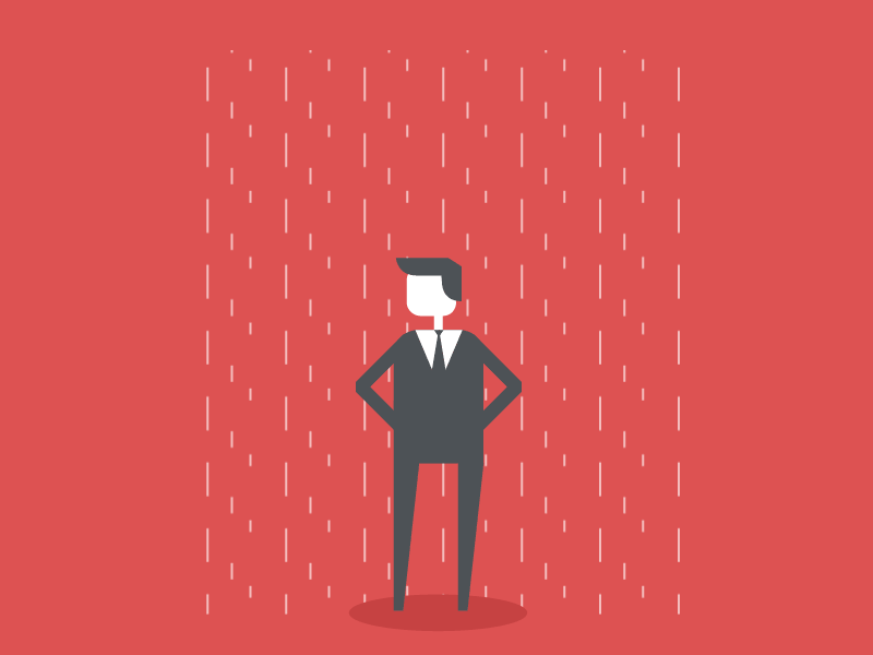 Man in Red design flat illustration man protection rain red stick umbrella web