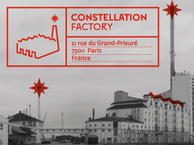Constellation Factory constellation outline identity star factory movie studios logo lettering