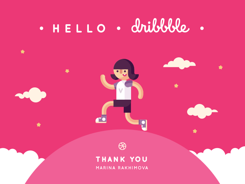 Hello Dribbble! debuts dribbble first gif invitation invite shot thanks