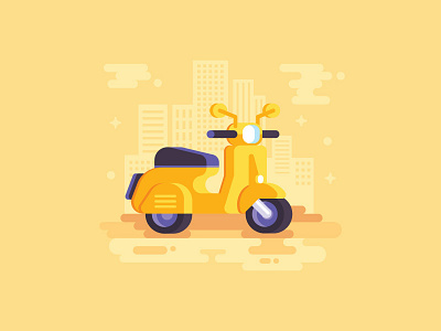 Scooter design flat icon illustration minimal scooter simple vespa