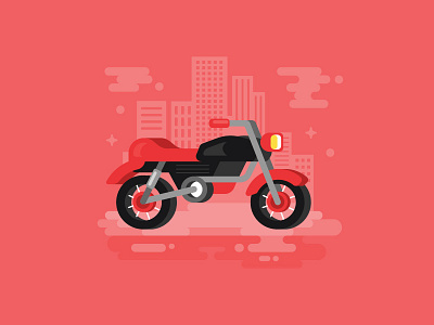 Motorcycle design flat icon illustration minimal motorcycle red simple vector