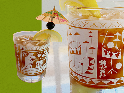 Couple Drum Battle Tropical Drinkware bar design drinkware drummers drums enchanted tiki bar glass percussion tiki vintage wedding