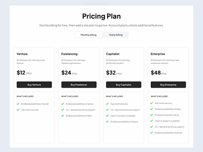 Pricing plan page