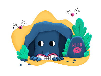 Hello art character first shot hello dribbble illustration