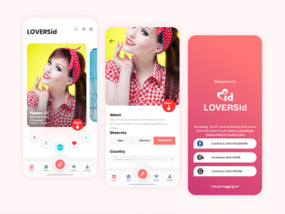 LoverSid Dating Mobile UI ado adobe photoshop adobe xd app dating design free graphic design illustration mobile psd ui
