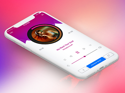 iPhone X music player adobe photoshop design free ios app music psd ui