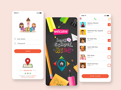 School Kids Pick up App Design