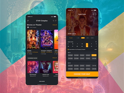 Movie Ticket Booking App adobe photoshop adobe xd app design design app flat free ios ios app kite logo mobile music psd ui ux