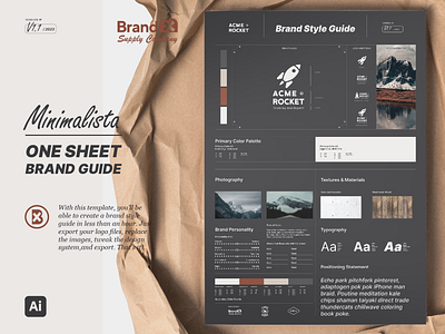 Minimalista I One Sheet Brand Style Guide template