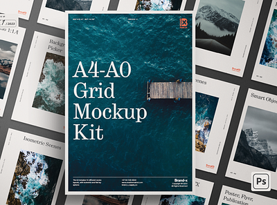 Agenzia | A4-A0 Poster Grid Mockup Kit isometric