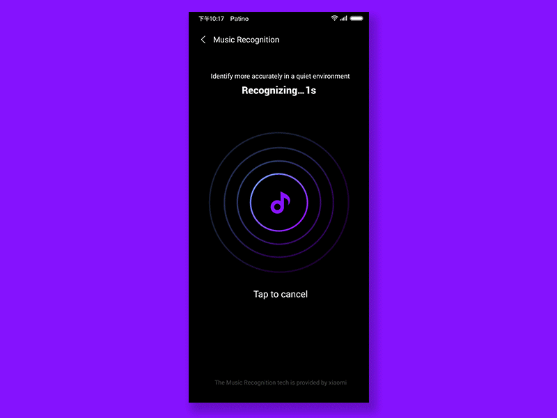 Music Recognition Motion Design music ui ux