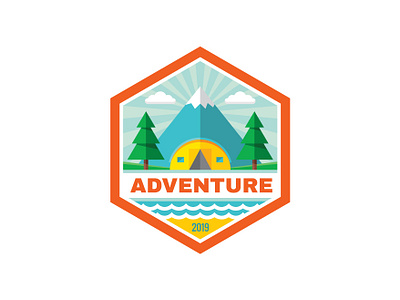 Adventure Outdoor Camping Badge adventure badge camp camping emblem hexagon logo mountain nature outdoor