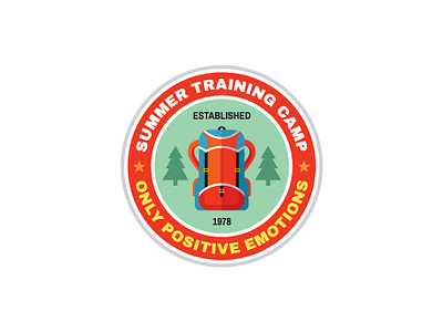 Summer Training Camp Badge backpack badge camp camping circle emblem logo summer tourism training travel