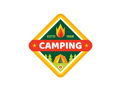 Camping Badge badge camp campfire camping design emblem illustration logo logotype tourism travel