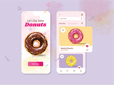Sweet App Design (Buy Your Favorite Donuts). app design app ui donuts app dubai designer food app freelancer graphic designer mobile app shop app ui ui design ui designer ux design ux designer web designer