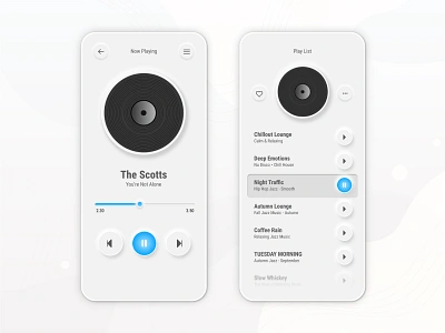 Music Play List App / Neuromorphic Design Concept appconcept appdesign applayout cleanappdesign graphicdesign musicapp neuromorphic design uiconcept uidesign uiux uxresearch