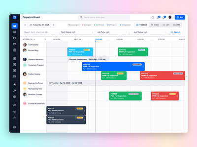 Management SaaS Scheduling and Dispatching UI dispatching employee manager on demand service product product design project manager saas scheduling service manager task manager ui ux design