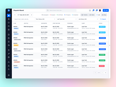 Management SaaS Software Task List Table UI 0n demand service data data table dispatching employee management product product design project management saas scheduling table task management ui ux design