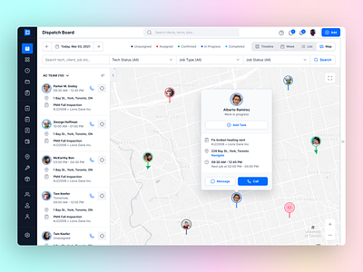 Management SaaS Team Tracker Map UI 0n demand service dispatching employee management location tracking map tracking product product design project management saas scheduling task management team management ui ux design