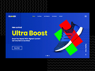 Ultra Boost - Product Web Ui Experiment clean colorful header design landing page design minimalistic modern product ui design ui ux visual design web design