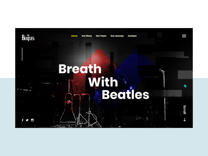 The Beatles - Rock Band Web Design Concept clean header design landing page design minimal modern music uiux user experience web design