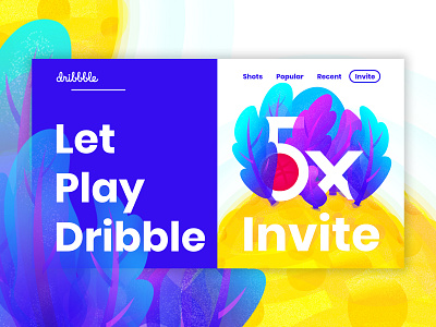 Five Dribbble Invites - Colorful Illustration 5 draft 5 invitation clean dribbble give away illustration invitation invite uiux