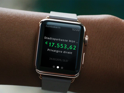 kontoalarm - Apple Watch, its getting true. apple banking clean deisgn smart user interface watch