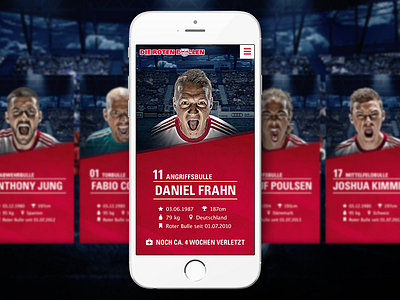 Player Profiles adidas football iphone mobile profile rb leipzig red red bull soccer typography