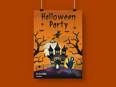 Halloween Party Poster. branding design graphic design halloween halloween2022 halloweencard halloweencards halloweenfun halloweennight halloweenparty halloweenposter halloweent shirt happyhalloween illustration logo designer posterart posterdesign socialmedia socialmediapost vector