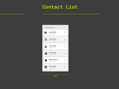 Minimalist Contact List design