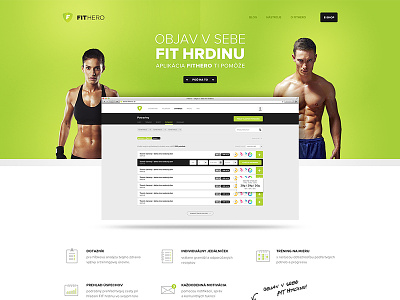 FitHero - Landpage (wip) app application fithero fitness fresh green icon landpage model photo ui ux