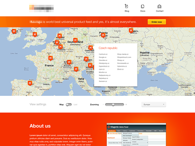Product page clean design homepage map orange pin product red slider switch ui white space